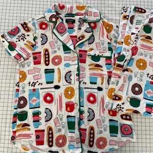 NWOT ~ Kate Spade Donuts And Coffee Pajama Notch Collar Set ~ SMALL